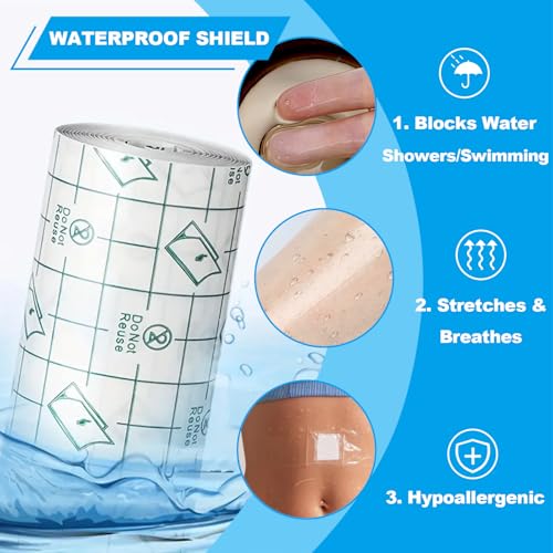 9 Rolls Second Skin Tattoo Cover, Waterproof Tattoo Aftercare Bandage Breathable Tattoo Cover Up Patch Tape Tattoo Flim 2", 4", 6" x 2.2 Yard Tattoo Supplies for Healing Wrap Swimming Shower