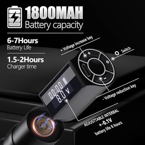 Tattoo Gun-Kiss of Dragon Tattoo Machine, Practice Tattoo Pen for Beginners, 1800mAh Power Supply Tattoo Machine Equipped with Customized High-Precision Motor