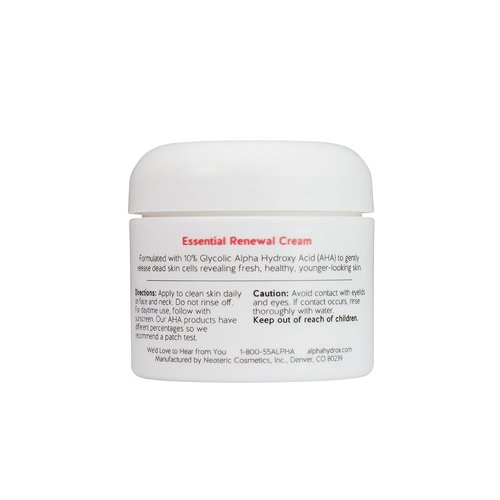 Alpha Skin Care Essential Renewal Cream, 10% Glycolic AHA, Anti-Aging Formula, Reduces Lines & Wrinkles, Hydroxy Acid Exfoliates for Smoother Skin, Normal, Sensitive or Dry Skin, 2 Oz, Pack of 3