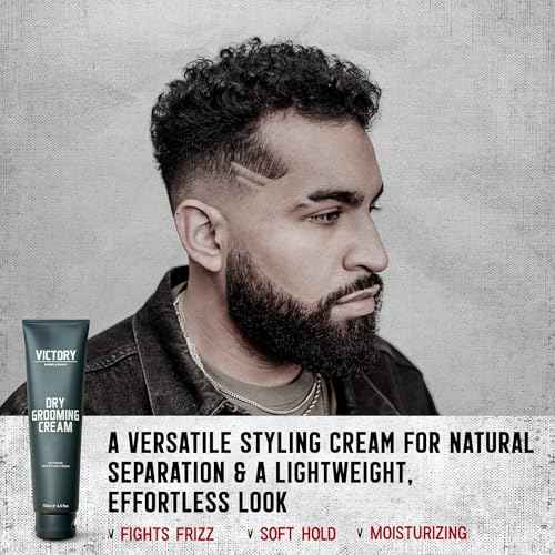 Dry Grooming Hair Cream for Men by Victory Barber & Brand | Men¡¯s Hair Products Made in the USA | Anti Frizz Styling Cream | Wave Pomade for Styling Medium Length Hair with a Natural Finish