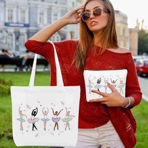 Christian Gifts for Women Dancer Girls Canvas Bag Makeup Bag Set Inspirational Dance Gifts Grocery Cosmetic Bags