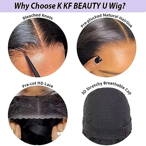 24Inch Wear and Go Glueless Wigs Human Hair Body Wave 6x4 HD Lace Front Human Hair Wigs for Beginneers Headband Wig Human Hair Pre Plucked Lace with Baby Hair 180% Denisty