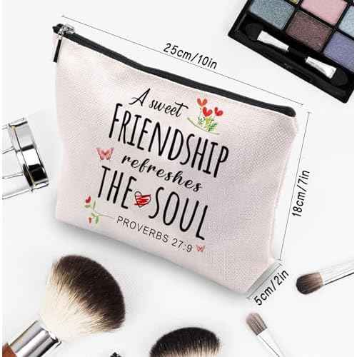 Christian Gifts for Women Friends Makeup Bag, Christian Secret Sister Birthday Gift for Best Friends, Friendship Gifts for women, Christian Gift Cosmetic Bag