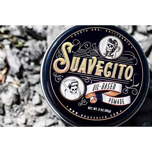 Suavecito Oil Based Pomade 3 oz Tin Can - Original Scent Hair Styling Long Lasting Hold, Healthy High Shine, For All Hair Types - Smooth Slickback To Pompadour Rockabilly Style Grease