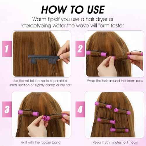 30PCS Perm Rollers,Purple Perm Rods for Black Women Bangs, Small Perm Rods DIY Hair Tools, Used to Create Different Types of Hairstyles at Home and Salon, Such as Curly and Wavy Hair