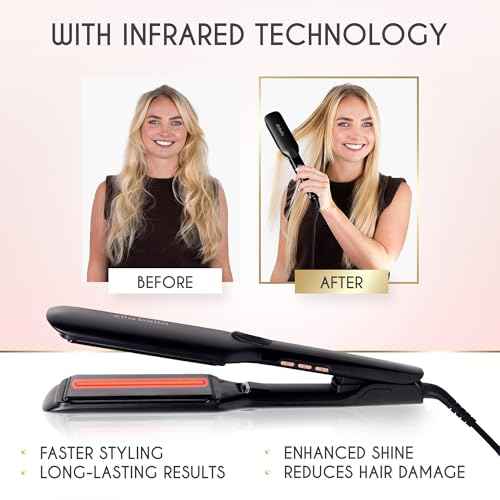 ELLA BELLA¢ç Titanium Flat Iron Hair Straightener (with Infrared) ? Professional Straightening Iron ? Digital Display to Accurately Control Temperature ? As Featured in Good Housekeeping