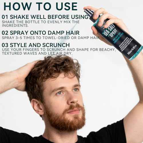 Sea Salt Spray for Men & Women-Volumizing & Textuirzing With Kelp,Aloe Vera & Red Algae Extract-Matte Finish Lightweight for Natural Beach Waves,8.8Oz/260ML