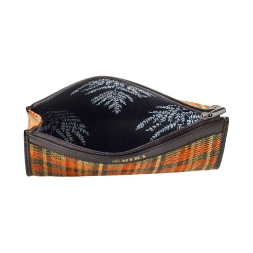 Myra Bag Pouch for Women - Southwestern Aztec Canvas Cosmetic Makeup Bag for Travel - Orange