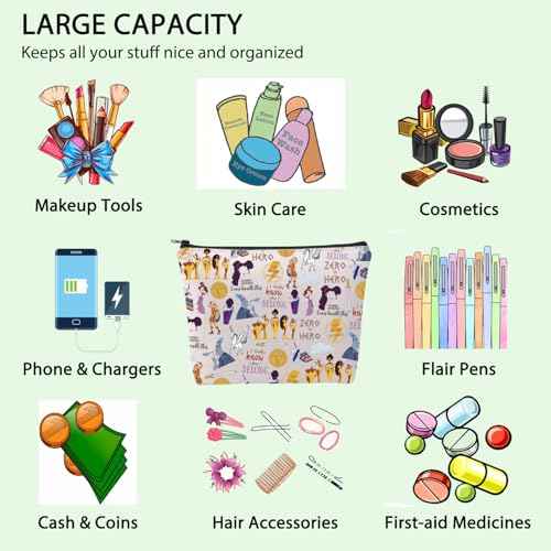 Cartoon Movie Makeup Bag Movie Characters Collage Cosmetic Bag Magic Kingd*m Gift Family Trip Gift (To hero)
