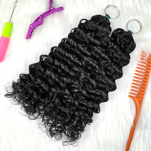 Curly Crochet Human Hair Knotless Pre Separated Human Crochet Hair Extensions for Braids Locs Gogo Curl Human Hair Natural Black Color 60g 50 Strands
