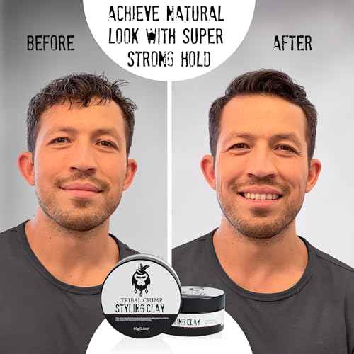 Tribal Chimp Hair Styling Clay ? Super Strong Hold Matte Clay for Men & Women, Non-Sticky, Textured, Instant Volume & Thickening, Ideal for all Hair Types, Citrus Scent, 80g