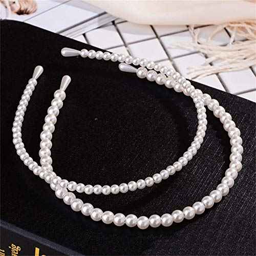 2 Pack Pearl Headbands for Women ? Simple Design Hair Accessories for Wedding, Party, Bridal, Birthday Gift