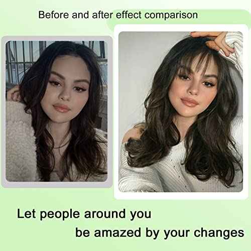 100% Human Hair Clip in Bangs,Women Air Thinning Curtain Flat Natural Black Bangs, Natural Curved Wispy Bangs,Real Human Hair Faux fake Bangs(Wispy Bangs,Natural Black)