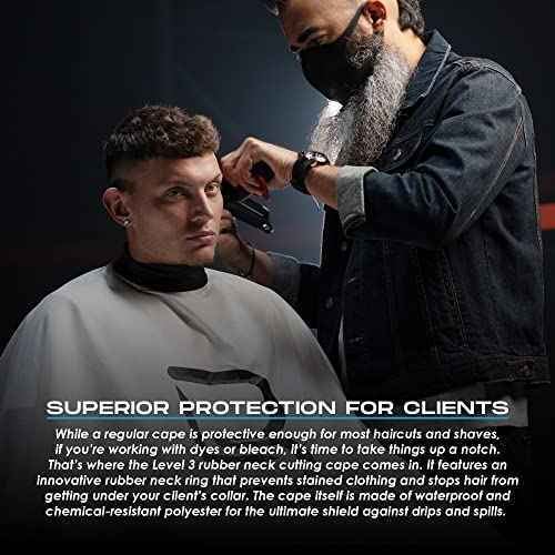 Level 3 Cape with Rubber Neck - Water Resistant Barber Hair Cutting Cape - Professional Salon Stylist and Barber Accessories