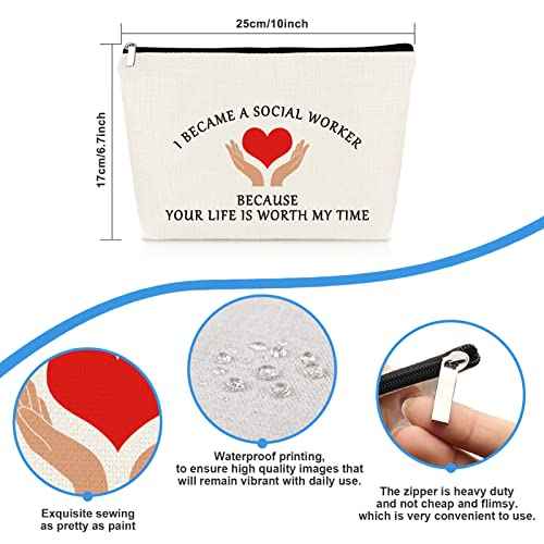 Social Worker Gifts for Women Funny Social Worker Makeup Bag Social Work Appreciation Gift Social Worker Month Gifts Cosmetic Bag Thank You Social Worker Gifts Thanksgiving Gift for Coworker Friends
