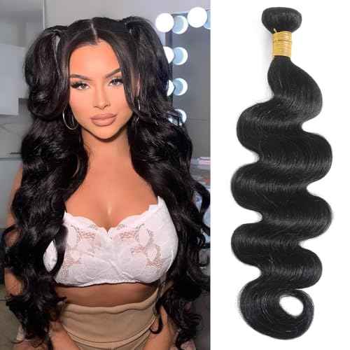 Body Wave Bundles 12A Human Hair 28inch One Bundle 100% Unprocessed Brazilian Virgin Body Wave Human Hair Bundles for Black Women Natural Black