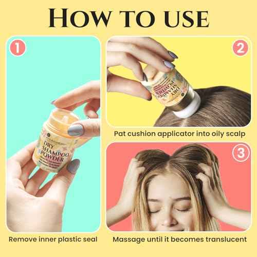Non Aerosol Dry Shampoo Powder with Biotin - Lavender Extract and Korean Ginseng - Volumizing Travel Size (0.42 oz) - Gifts for Her