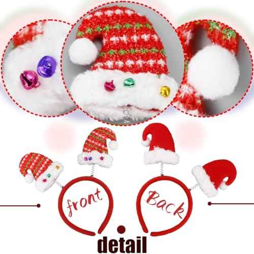 Christmas Headbands for Women Girls, 1 Pack Christmas Hat Design Headband with Bells Christmas Hair Hoop Red Hair Band Hair Accessories for Winter Xmas Holiday Party Favors Gift, One Size Fits Most