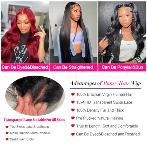 Body Wave Lace Front Wigs Human Hair 180 Density 13x4 HD Lace Front Wigs Human Hair Pre Plucked Glueless Wigs Human Hair Frontal Wigs with Baby Hair for Black Women 22 Inch