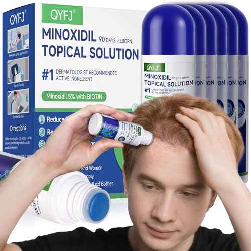 blue 5% minoxidil hair growth Serum for women & men with biotin - with sponge applicator for thinning hair & receding hairline 8-month supply-6pcs Packs 2.71 fl oz per bottle