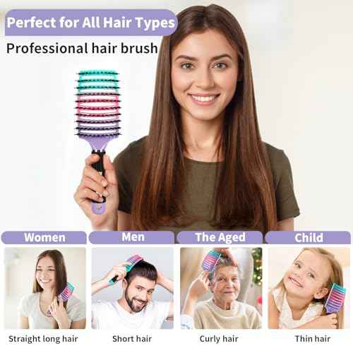 Hair Brushes for Women 2 Pack, HIPPIH Detangler Hair brush for Adult & Kids¡¯ Wet or Dry Hair, Boar Bristle Hair Brush Getting Knots Out without Pain Adds Shine and Makes Hair Smooth