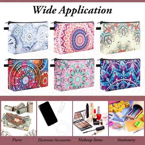 Kajaia 30 Pcs Makeup Bags Bulk Cosmetic Bag Graduation Gifts Mandala Flower Pouches Portable Zipper Makeup Pouch Waterproof Travel Toiletry Bag for Women Teacher Birthday Thanksgiving Christmas Gifts