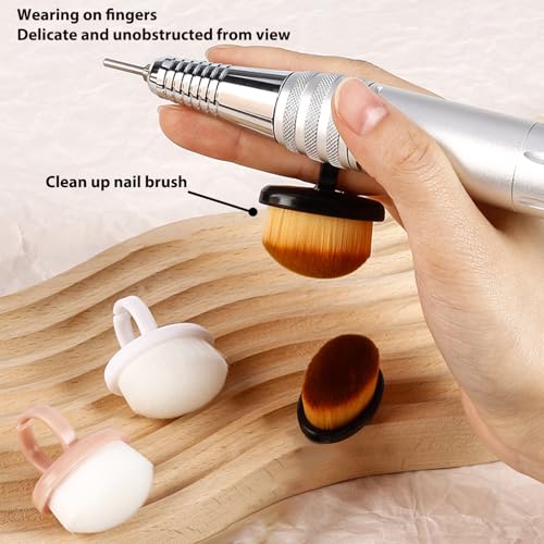 Ring Shaped Nail Dust Brush, Shuflame Black Soft Nail Dust Brush For Dip Powder, 2Pcs Mini Ring Front Nail Dust Powder Remover Tool Kit, Professional Manicure Brushes Clean Up Tools For Acrylic Nails