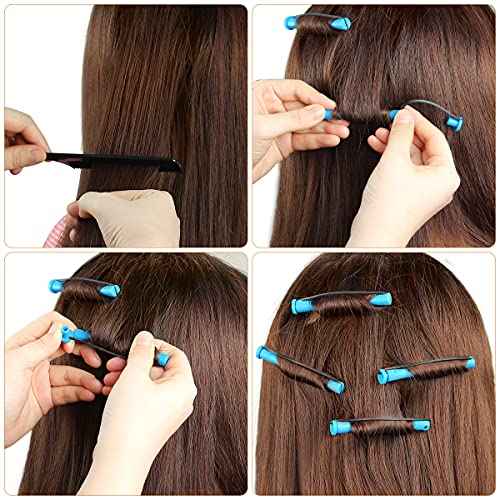 108 Pieces Hair Perm Rods Set, 3 Sizes Cold Wave Rods Hair Rollers Heatless Perming Rods Set with Pintail Comb or Long & Short Hair DIY Different Hairdressing Styling Tool