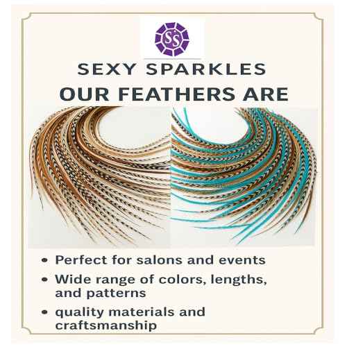 25 Feather Hair Extension Kit 7"-13" long ? 100% Real Rooster Feathers ? Long, Natural Strands by Sexy Sparkles (Dark Browns)