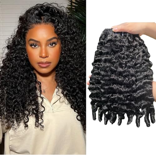 Burmese Curly Bundles Human Hair 16 18 20 Inch 12A Grade 100% Unprocessed Brazilian Virgin Hair Weave with Spriral End 3c4a Quick Weave Real Human Hair Extensions For Black Women Natural Black