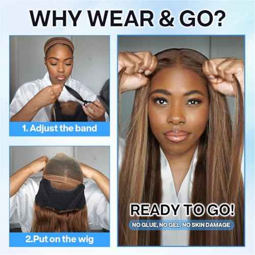 Wear and Go Glueless Bob Wig Human Hair 200% Density 5x5 HD Lace Closure Wigs For Black Women Glueless 5x5 Closure Wigs Human Hair Pre Plucked Bob Highlight Color 14 Inch