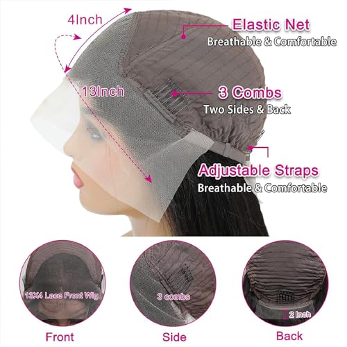 28 Inch Body Wave Lace Front Wigs Human Hair 13x4 HD Lace Front Wigs Human Hair Pre Plucked Body Wave Glueless Frontal Wigs Human Hair 180% Density for Women