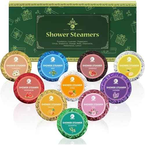 Shower Steamers Aromatherapy, Birthday Gifts for Women Men, 10 Different Shower Bombs with Fruity Floral Fragrances, Self Care Spa Gifts Christmas Birthday White Elephant Stocking Stuffers