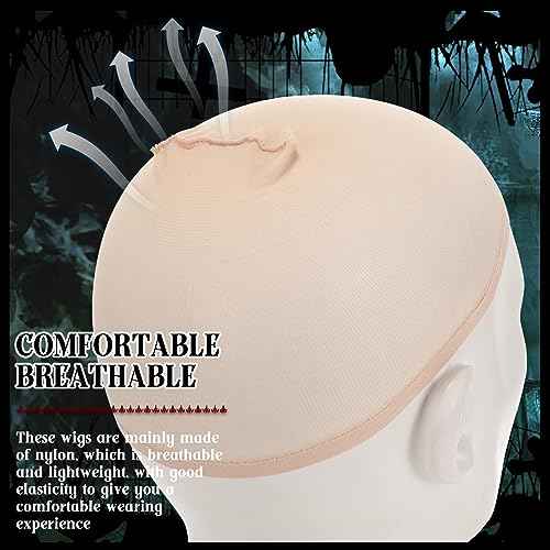 Syhood 4 Packs Halloween Bald Caps Makeup Latex Bald Head Wig Cap Bald Hat Costume Accessories for Women Men Adults(Nude,Medium)