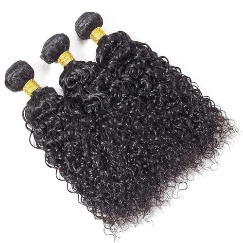 Kinky Curly Human Hair Bundles 26 28 30 Inch Curly Wave Bundles Human Hair Unprocessed Native Virgin Hair 100/PC 3 Extensions Natural Black Color 1B Wet and Wavy Human Hair Extensions for Women