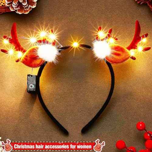 BARTOSI LED Christmas Headbands Deer Headband Deer Antler Hair Band Cute Antlers Hair Hoop Headpiece Hair Accessories