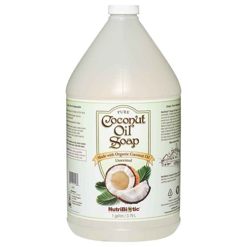 NutriBiotic – Pure Coconut Oil Soap, Unscented, 1 Gallon | Certified Organic, Unrefined, Biodegradable, Vegan & Made without GMOs, Gluten, Parabens Or Sulfates | Rich, Cleansing Lather