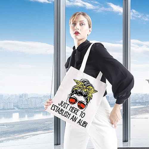 GJTIM True Crime Gift Seriel Killer Gift Just Here to Establish and Alibi Makeup Bag for Crime Show Fan(Alibi Tote)