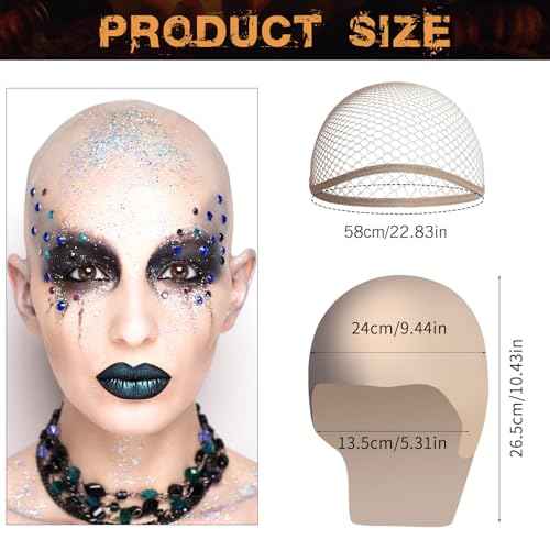Latex Bald Cap SFX Makeup Kit,Bald Wig Cap with Skin Water-Based Acrylic Adhesive(Bonding Skin Glue) for Men Adult,Bald Caps Perfect for Halloween Costumes, Cosplay, and Theater