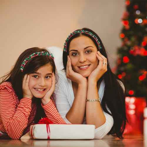 choyaxo 2 Pack Christmas Headbands Christmas Hair Accessories Red Green Bell Present Headband for Women Girls