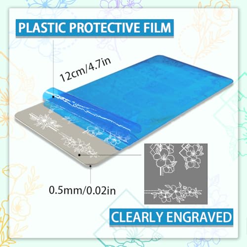 PH PandaHall 3pcs Border Flowers Nail Stamp Plates, Geometric Line Flowers Nail Stamper Plant Nail Art Stencils Print Nail Stencils Stainless Steel Nail Image Plate for Nail Art Design Manicure Salon