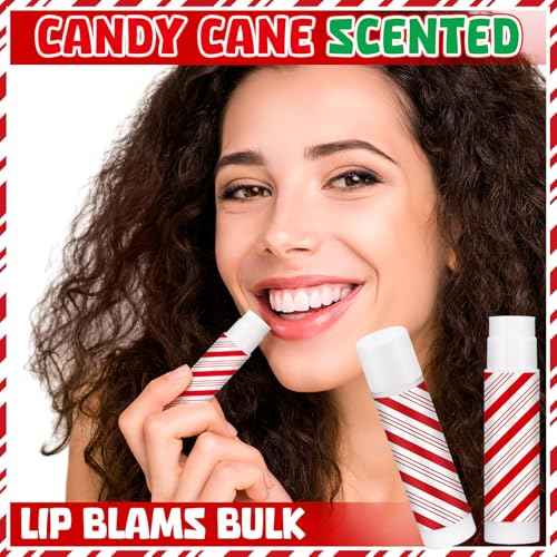 150 Pcs Christmas Candy Flavor Lip Balms Bulk Holiday Peppermint Candy Flavor Lip Balms Christmas Party Gifts Stocking Stuffers Bulk Thank You Gifts for Employee Staff Coworkers Teacher