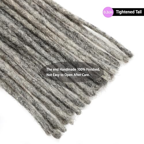 Loc Extensions Human Hair 100% Black and Gray 0.2cm 10inch 30 strands Salt and Pepper Grey & Black Handmade Dreadlock Extensions