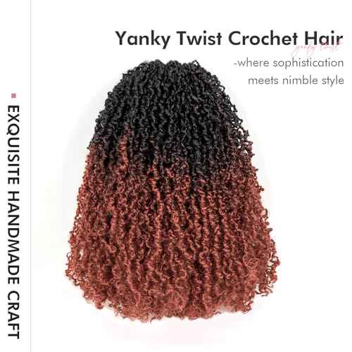 Toyotress Yanky Twist Crochet Hair - 10 Inch 8 Packs (30 Strands/Pcs) Fluffy Spring Mini Twist Short Bob Passion Twist, Ombre Ginger Pre-Looped Crochet Braids Braiding Hair (10 Inch, OT350-8P)