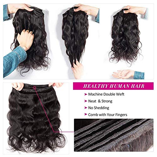 12A Human Hair Bundles Body Wave 3 Bundles Human Hair 16 18 20 Inch 100% Unprocessed Brazilian Virgin Hair Bundles Deals Human Hair Weave Body Wave Human Hair Extensions Natural Color