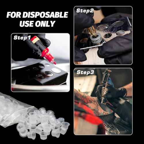 Tattoo Ink Caps - Romlon 1000Pcs Tattoo Ink Cups #9 Disposable Ink Caps Small Tattoo Caps for Ink Tattoo Cups Pigment Ink Caps Tattoo Ink Kit for Tattoo Supplies Tattoo Artists Tattoo Beginners