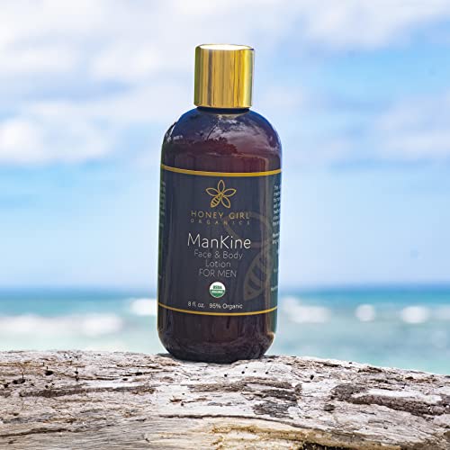 Honey Girl Organics ManKine, USDA Certified Organic Face & Body Lotion with Hydrating Beeswax, Royal Jelly, Propolis and Essential Oils. 8.0 Fluid Ounce