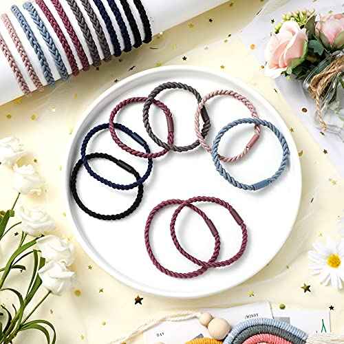 Xinnun 48 Pcs Braided Hair Ties Elastic Ponytail Holders Accessories Hair Ties Soft Rubber Bands for Women and Girls Christmas Gift, Bright Colors
