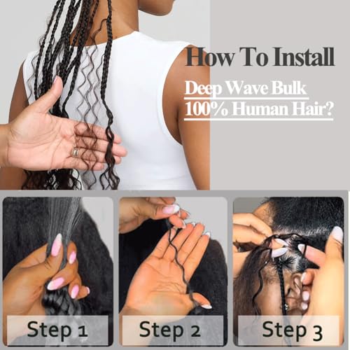 Human Braiding Hair For Braids 24 Inch 100g/2Bundles Deep Wave Bulk Human Hair For Braiding Wet And Wavy Human Hair Extensions For Braids 12A No Weft Bulk Human Hair Honey Blonde