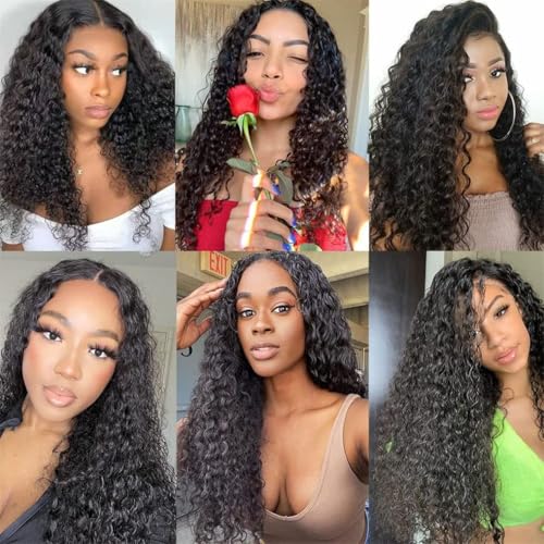 UMEGOOD Wet And Wavy Human Hair 2 Bundle 18 Inches 100% Unprocessed Brazilian Virgin Water Wave Bundles Water Wave Hair Natural Black Color Can Be Dyed Tight And Neat